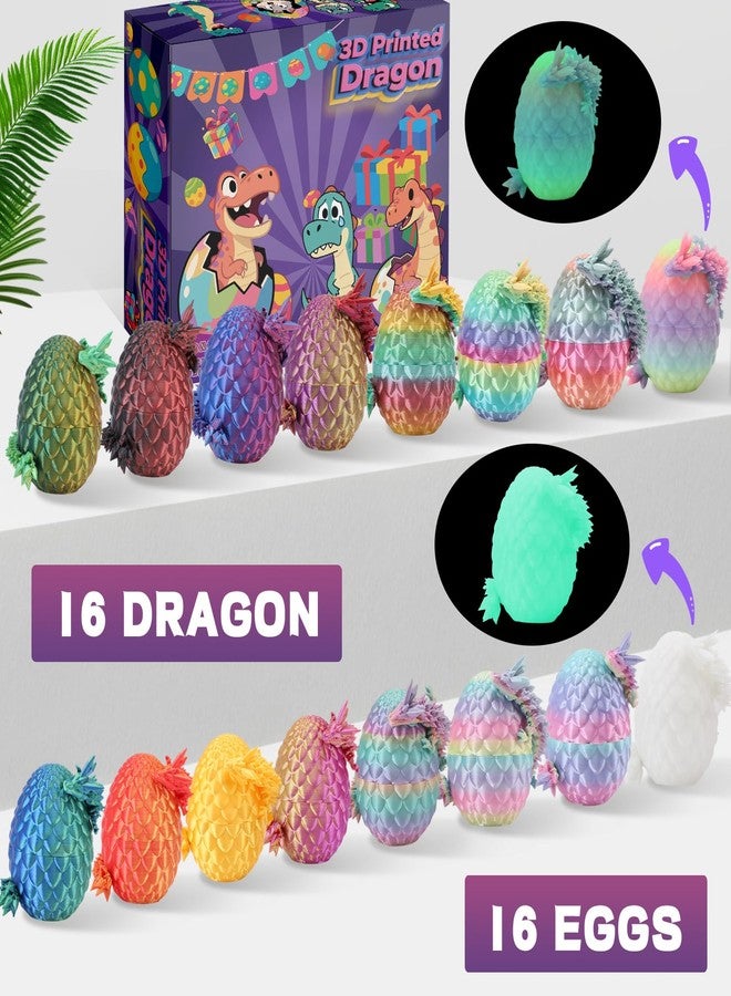 Apear1 16PCS 3D Printed Dragon Eggs, Cool 3D Printer Mini Dragon Egg Set Articulated Crystal Fidget Toy for Boy Kids Teens Easter Basket Stuffers (16 Pcs) - Image 4